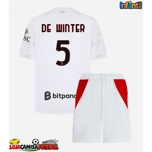 Camisa de Futebol AC Milan Koni De Winter #5 Equipamento Secundário Infantil 2026-27 Manga Curta (+ Calças curtas)